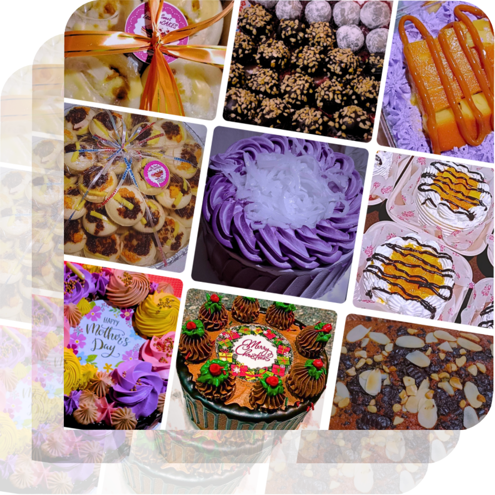 collage of different products of the bakeshop